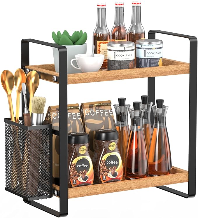 LEMIKKLE 2-laags Koffiebar Organizer houten rek